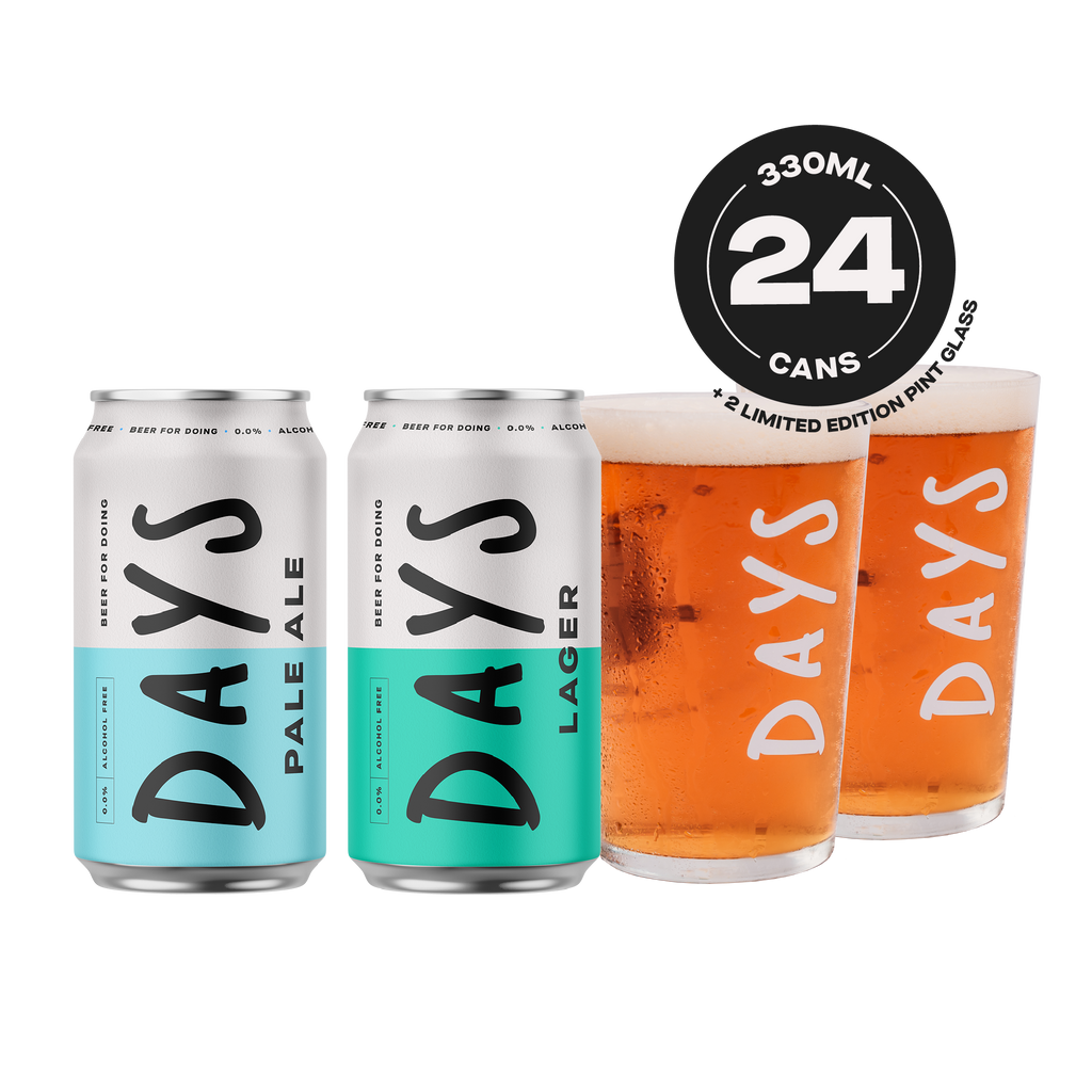 Sharer Pack Cans With 2X Limited Edition Pint Glasses Days Brewing Co sharer-pack-cans-with-2x-limited-edition-pint-glasses-days-brewing-co